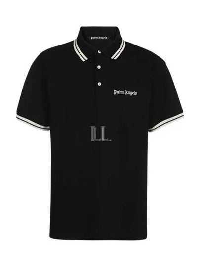 Embroidered Logo Polo Shirt Black - PALM ANGELS - BALAAN 2