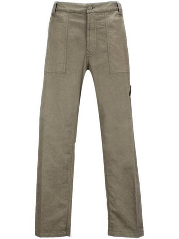 Logo Patch Stretch Straight Pants Military Green - STONE ISLAND - BALAAN 1