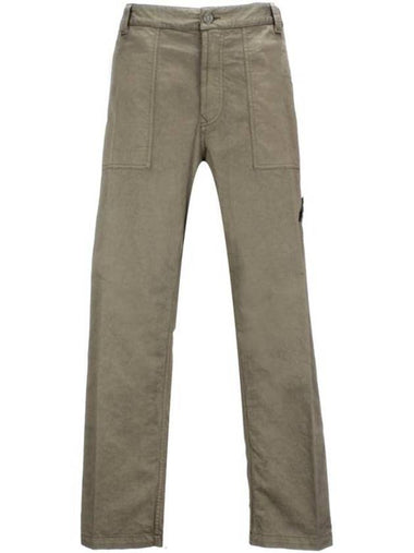 Logo Patch Stretch Straight Pants Military Green - STONE ISLAND - BALAAN 1