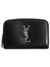 Monogram Zipper Silver Card Wallet Black - SAINT LAURENT - BALAAN 2