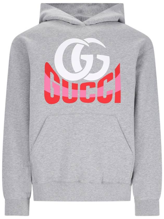 Logo Print Jersey Hoodie Grey - GUCCI - BALAAN 2