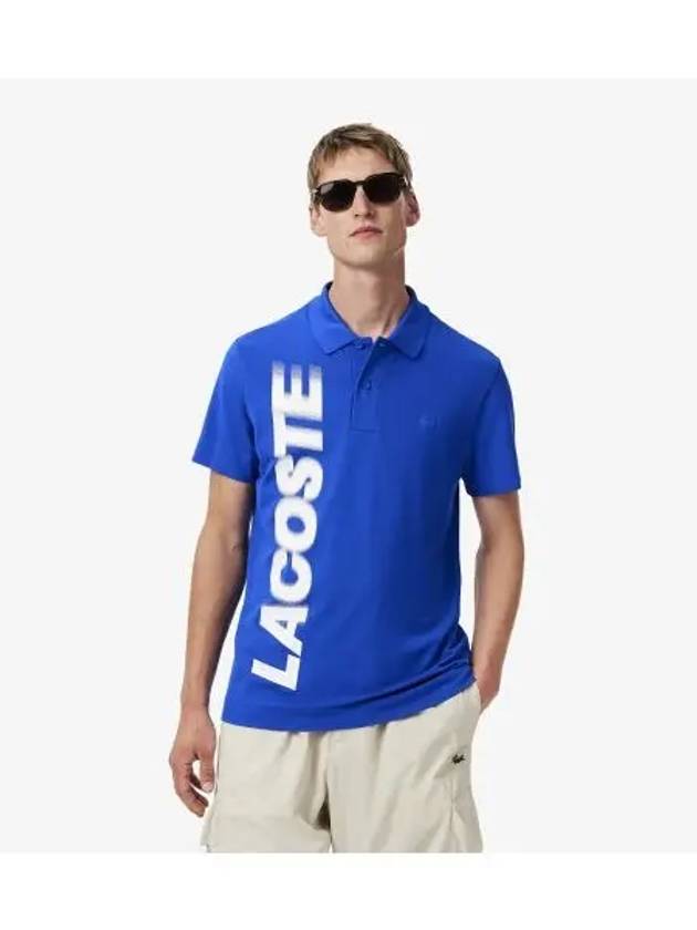 Men s Vertical Lettering Polo Royal Blue - LACOSTE - BALAAN 1