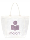 Women's Yenky Glitter Logo Tote Bag White - ISABEL MARANT - BALAAN 2