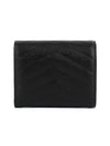 Monogram Cassandra Matelasse Half Wallet Black - SAINT LAURENT - BALAAN 3