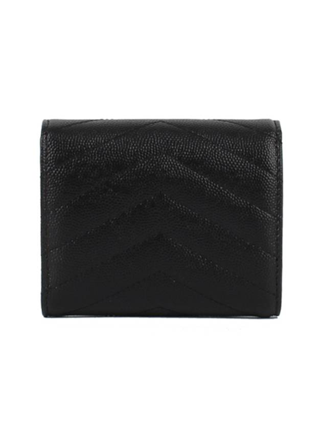 Monogram Cassandra Matelasse Half Wallet Black - SAINT LAURENT - BALAAN 3