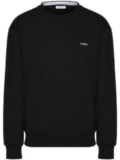 Print Cotton Crewneck Sweatshirt Black - VALENTINO - BALAAN 2