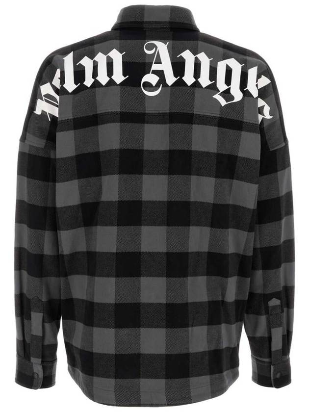 Logo Print Check Long Sleeve Shirt Black - PALM ANGELS - BALAAN 3