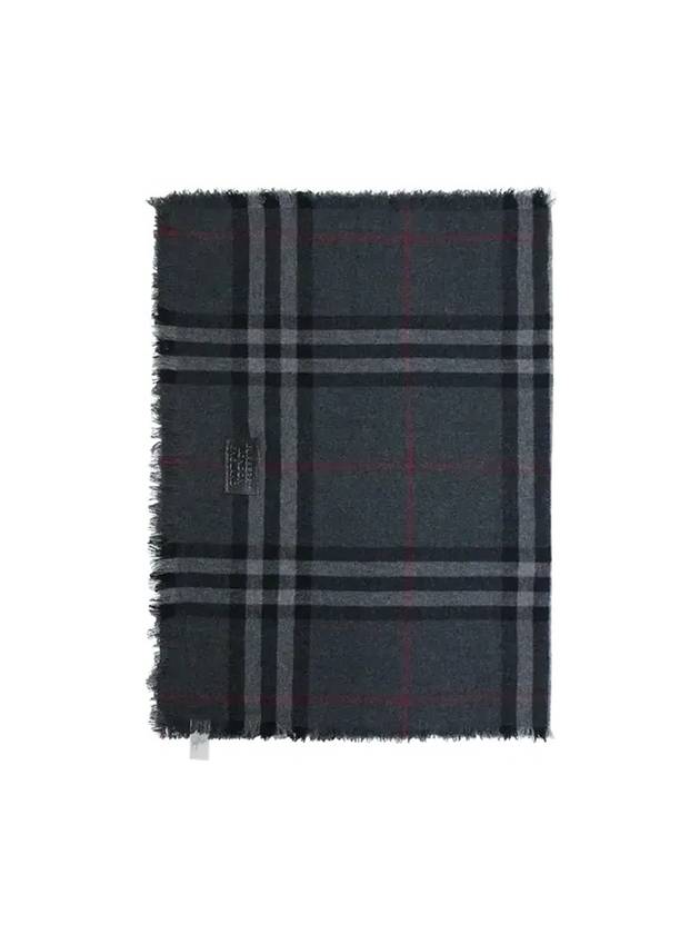 Check Scarf Cashmere Dark Gray - BURBERRY - BALAAN.