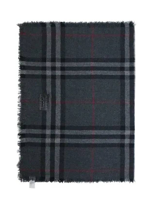 Check Scarf Cashmere Dark Gray - BURBERRY - BALAAN.