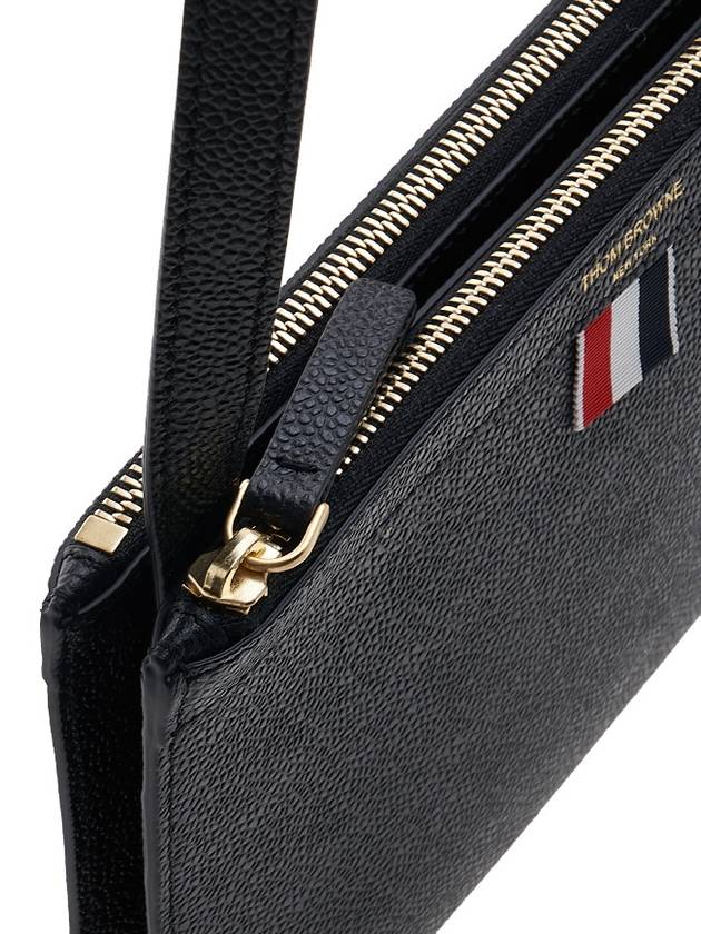 Logo 4 Bar Leather Clutch Bag Black - THOM BROWNE - BALAAN 9