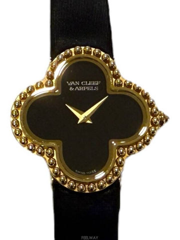 Clover Alhambra 18K yellow gold onyx watch VCARD21900 - VANCLEEFARPELS - BALAAN 1