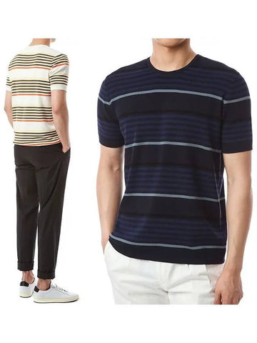 Striped round short sleeve knit - ROBERTO COLLINA - BALAAN 1