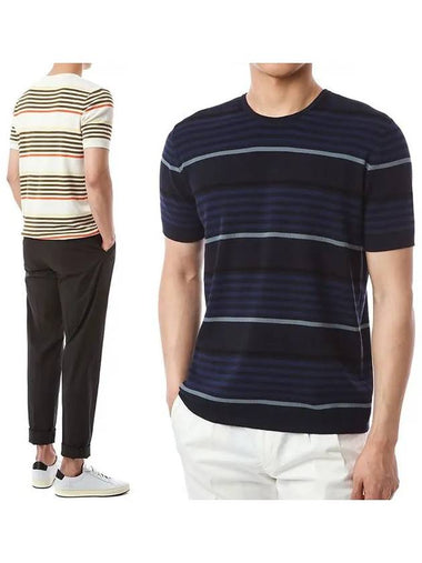 Striped round short sleeve knit - ROBERTO COLLINA - BALAAN 1