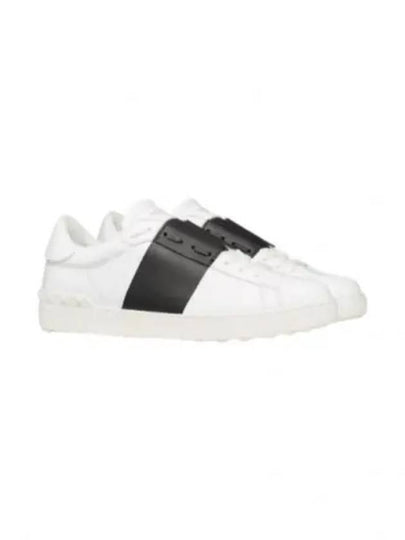 Calfskin Open Low Top Sneakers White Black - VALENTINO - BALAAN 2