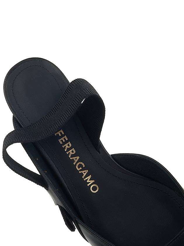 Leather Slingback Flat Black - SALVATORE FERRAGAMO - BALAAN 8