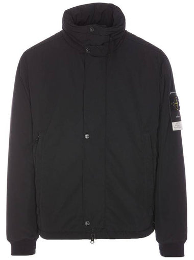 Logo Micro Twill Zip Up Jacket Black - STONE ISLAND - BALAAN 1