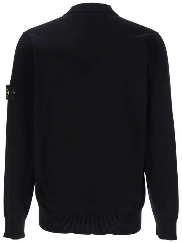 Waffen Organic Cotton V-Neck Cardigan Black - STONE ISLAND - BALAAN 3