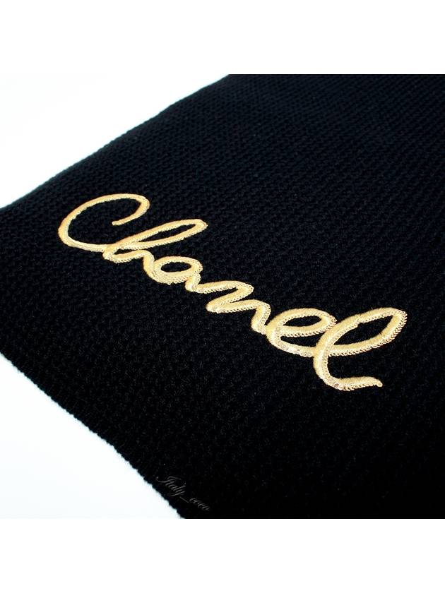 22A Logo Cashmere Muffler Black AA8312 - CHANEL - BALAAN 5