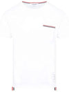 Men's Medium Weight Jersey Tipped Pocket Crewneck Short Sleeve T-Shirt White - THOM BROWNE - BALAAN 2