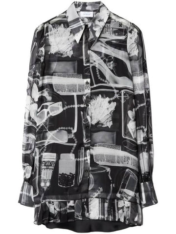 X-ray print silk shirt dress OWDG008S24FAB0020110 - OFF WHITE - BALAAN 1