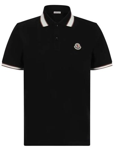 Logo Patch Polo T Shirt Black 8A000 18 89A16 999 - MONCLER - BALAAN 1