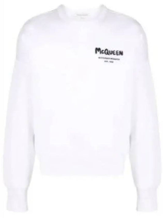 Graffiti Logo Print Sweatshirt White - ALEXANDER MCQUEEN - BALAAN 2