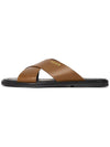 Jair Cross Strap Slider Sandals Brown - BALLY - BALAAN 5