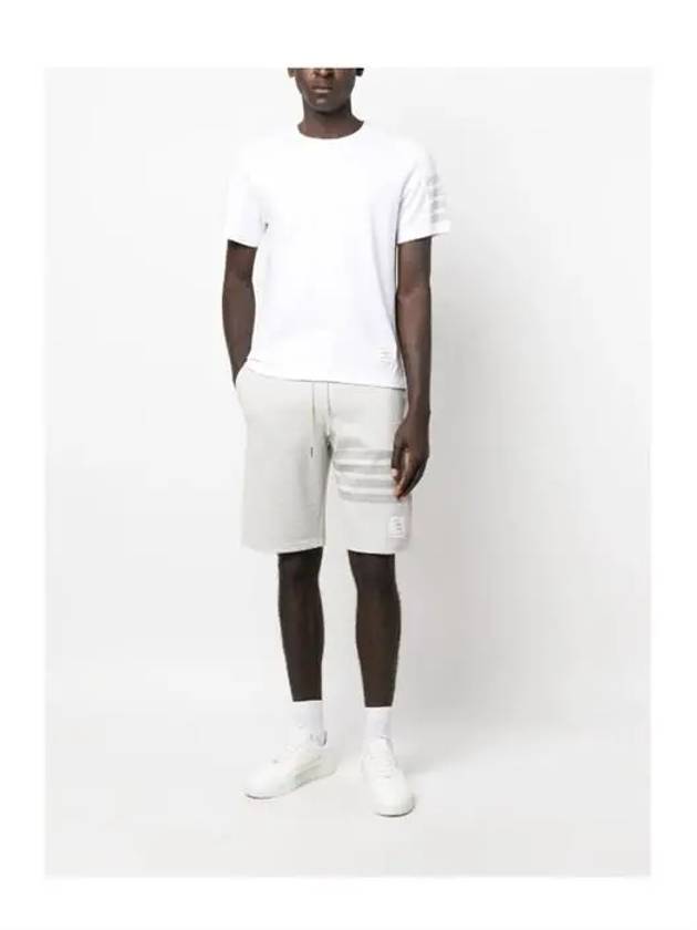 4-Bar Striped Cotton Short Sleeve T-Shirt White - THOM BROWNE - BALAAN 3