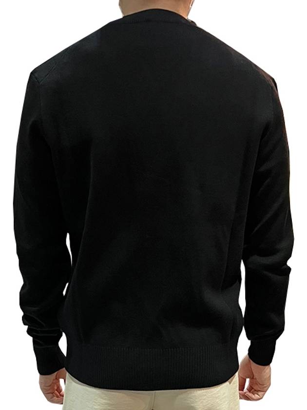 Heart Logo Merino Wool Cardigan Black - AMI - BALAAN 4