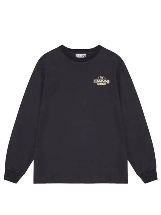 Logo Print Long Sleeve T-Shirt Black - GANNI - BALAAN 2