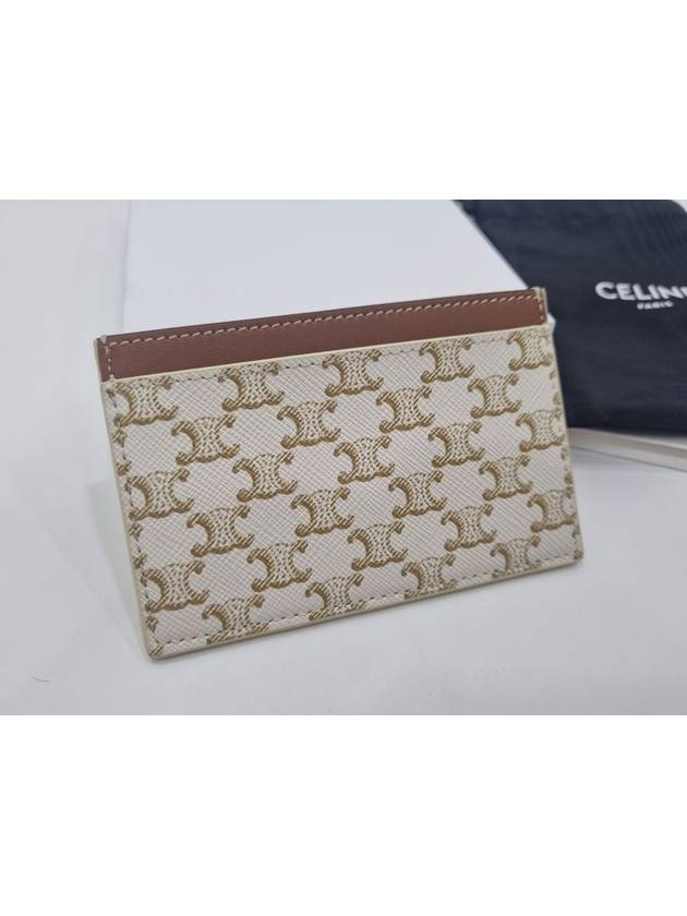 Triomphe Canvas Logo Card Wallet White Tan - CELINE - BALAAN 3