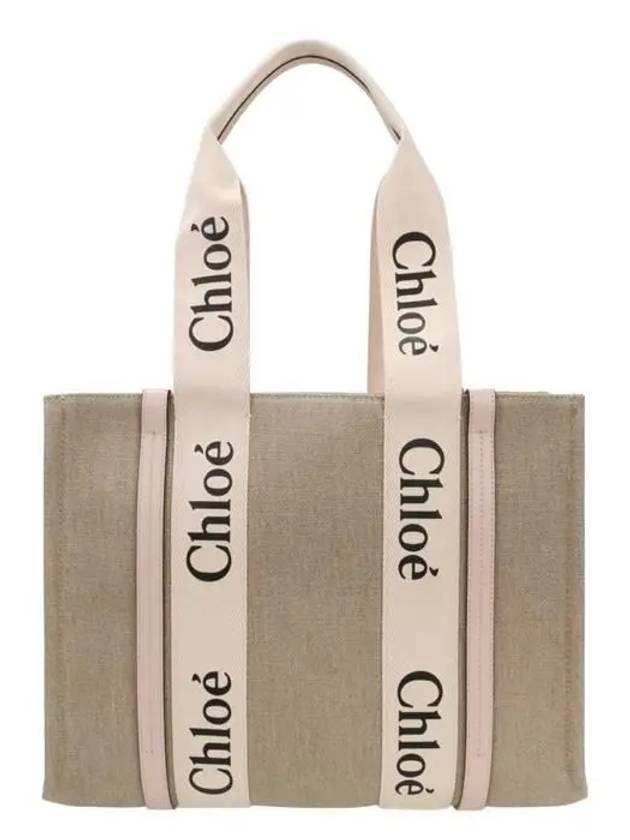 Woody Canvas Medium Tote Bag Cement Pink - CHLOE - BALAAN 4