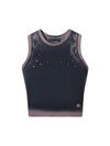 Women's Runway Bleach Washing Stud Sleeveless Charcoal - ULKIN - BALAAN 1