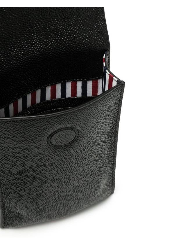 Three Stripes Strap Leather Phone Case Black - THOM BROWNE - BALAAN.