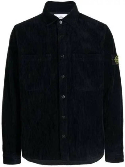 Cotton Corduroy 400 TC Over Long Sleeve Shirt Navy - STONE ISLAND - BALAAN 2