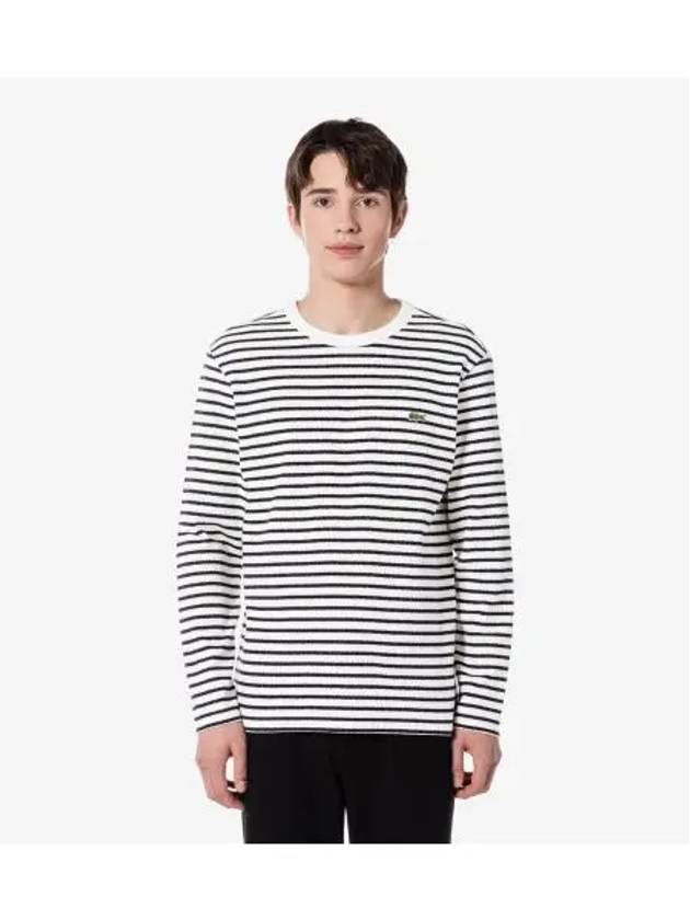 Men s Long Sleeve Striped T Shirt Black - LACOSTE - BALAAN 1