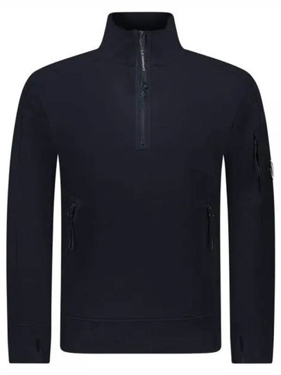 Diagonal Raised Fleece Half Zipped Sweatshirt Navy - CP COMPANY - BALAAN 2