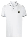 Men's Two Line Wappen Patch Cotton Short Sleeve Polo Shirt White - STONE ISLAND - BALAAN 2