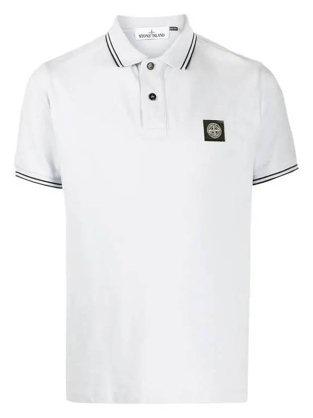 Men's Two Line Wappen Patch Cotton Short Sleeve Polo Shirt White - STONE ISLAND - BALAAN 2