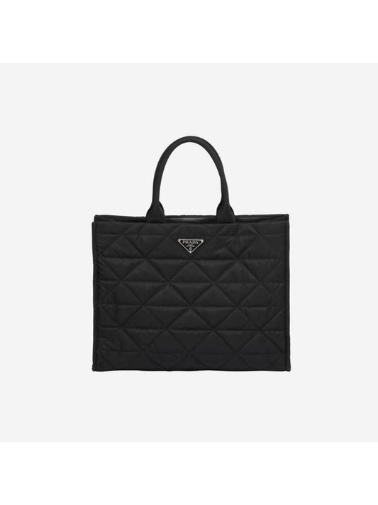 Re-Nylon Shopping Tote Bag Topstitching Black - PRADA - BALAAN 1