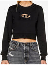 F Slimmy Cutout Logo Crop Sweatshirt Black - DIESEL - BALAAN 5