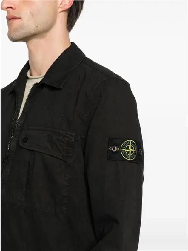 Old Treatment Garment Dyed Overshirt Jacket Black - STONE ISLAND - BALAAN 3