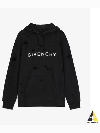 Classic Fit Hole Hoodie Black - GIVENCHY - BALAAN 2