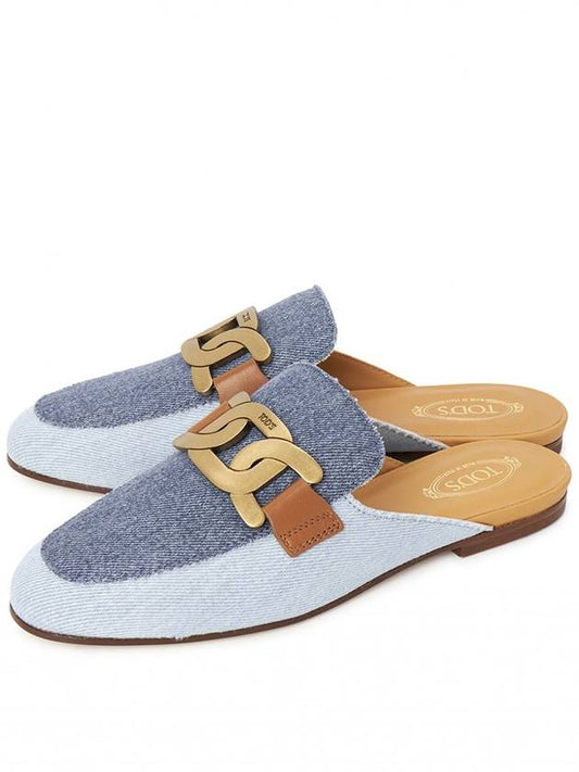 Metal Logo Denim Flat Mule Blue - TOD'S - BALAAN 2