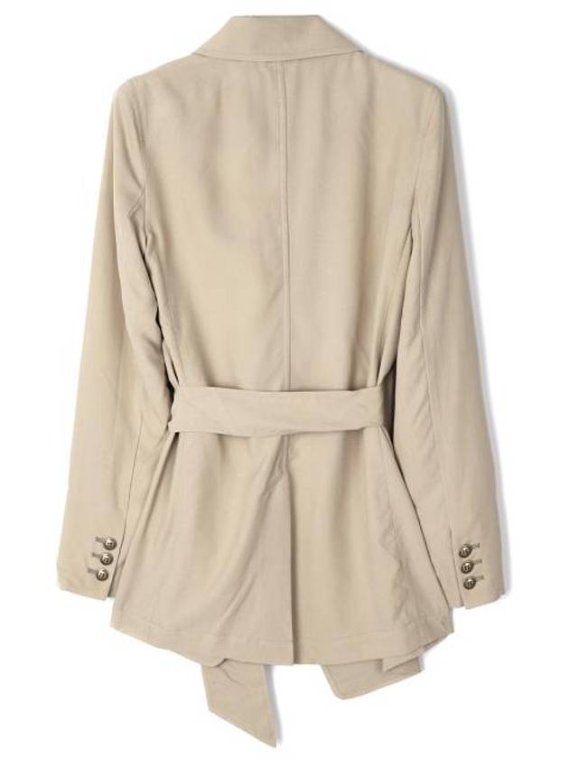 Fleur Flap Pocket Twist Detail Silk Jacket Beige - MAX MARA - BALAAN 3