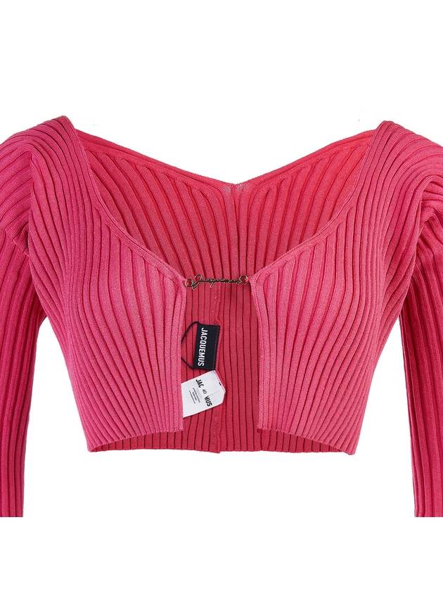 La Maille Pralu Micro Charm Logo Cardigan Pink - JACQUEMUS - BALAAN 5