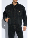 Egg Shape Denim Jacket Dark Blue Black - SAINT LAURENT - BALAAN 3