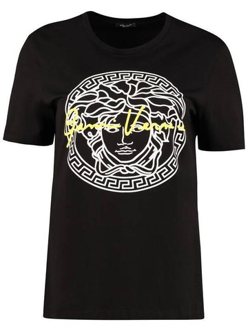 Women's Medusa Gold Logo Short Sleeve T-Shirt - VERSACE - BALAAN 1