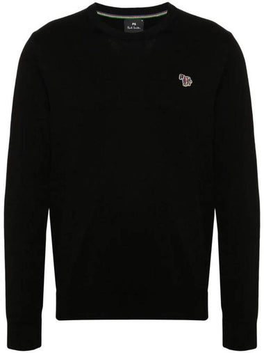 Zebra Logo Cotton Knit Top Black - PAUL SMITH - BALAAN 1