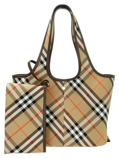 Check Small Tote Bag Sand - BURBERRY - BALAAN 2